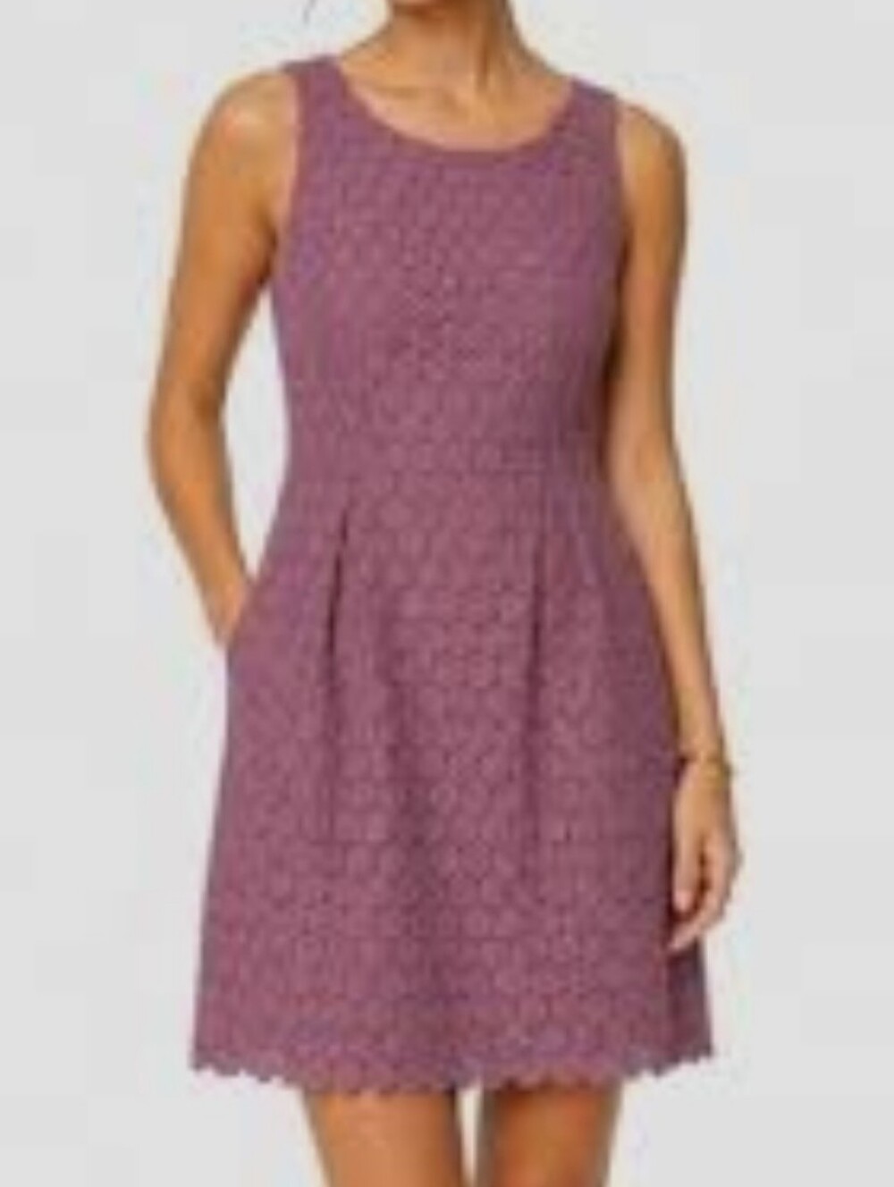 Dusty Rose Medallion Crochet Sheath Dress With Pockets